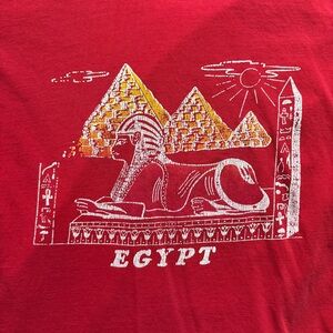 Vintage Egypt graphic t-shirt, red, short sleeve, crewneck, made in Egypt